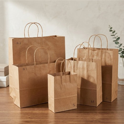 Bolsa de Papel Kraft Marrón con Asa Rizada