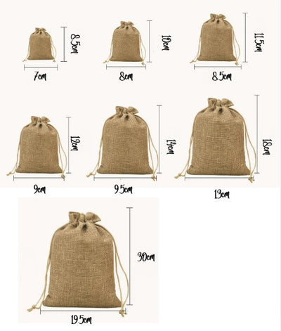 Bolsas de Arpillera/ Henequén con Cordón Toque Rústico y Natural