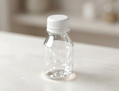 Botella Plástica Redonda con tapa Blanca 2oz