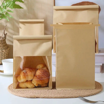 Bolsa de papel tostada/panadería para alimento kraft con cierre ziplock (color kraft)