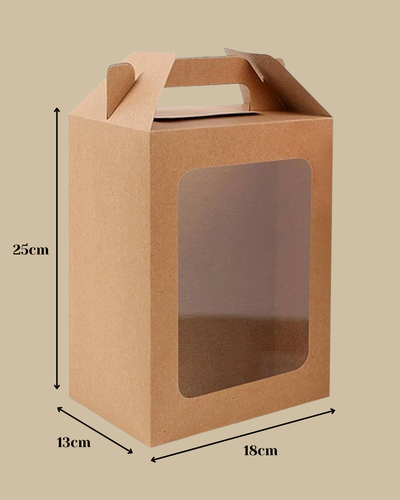 Caja kraft con agarradero y ventana
