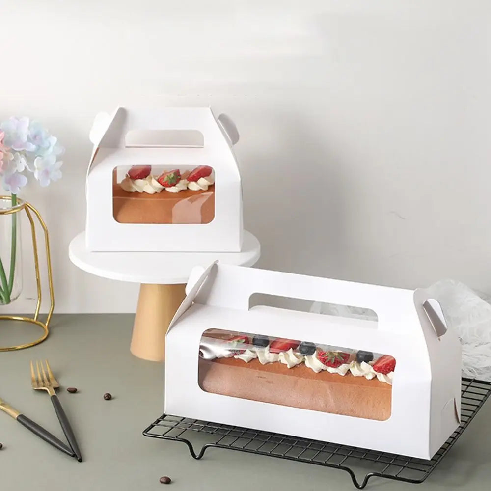 Lonchera de cartoncillo blanco con base y ventana