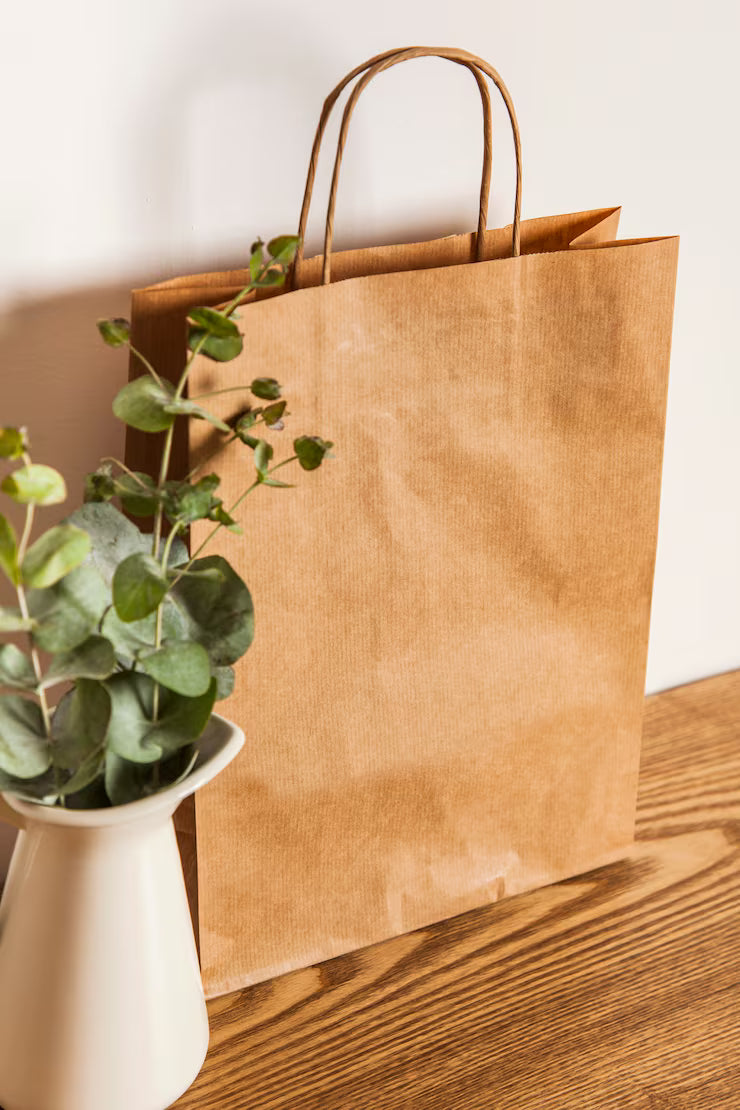Bolsa de Papel Kraft Marrón con Asa Rizada