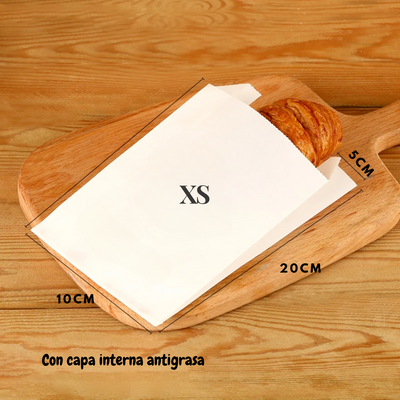 Bolsas de papel kraft blanco con capa interna antigrasa