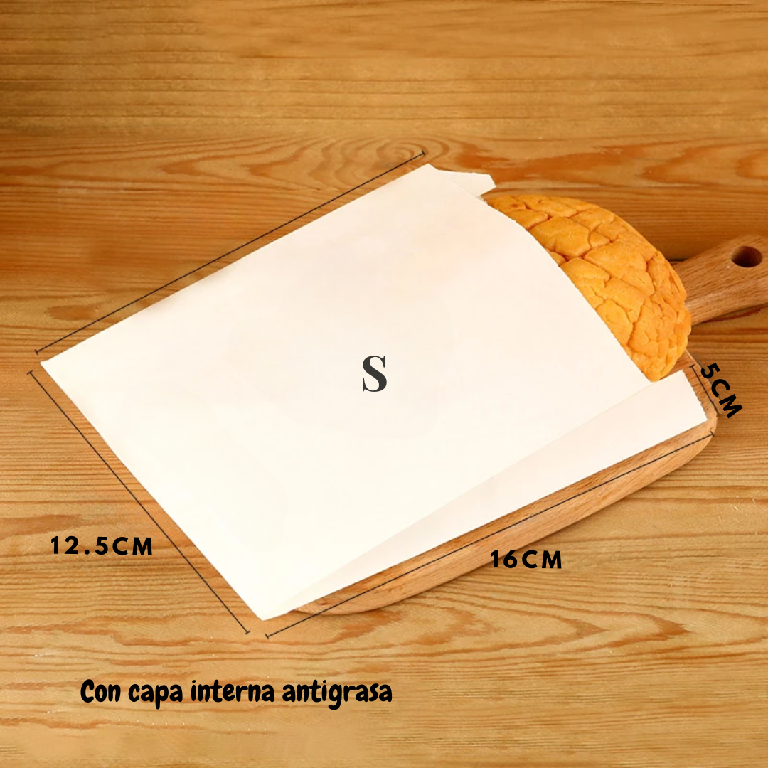 Bolsas de papel kraft blanco con capa interna antigrasa