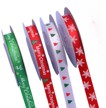 Rollo de cinta Satín y Gross con diseño navideño 3/8" x 5m