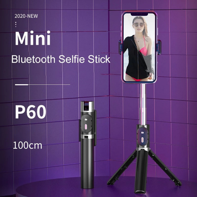 Selfie stick y Tripod extendible P60D entre color negro. Con control remoto