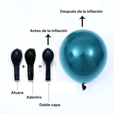 GLOBO DE  LATEX CROMADO DE DOBLE CAPA, 50 UNIDADES DE 12"