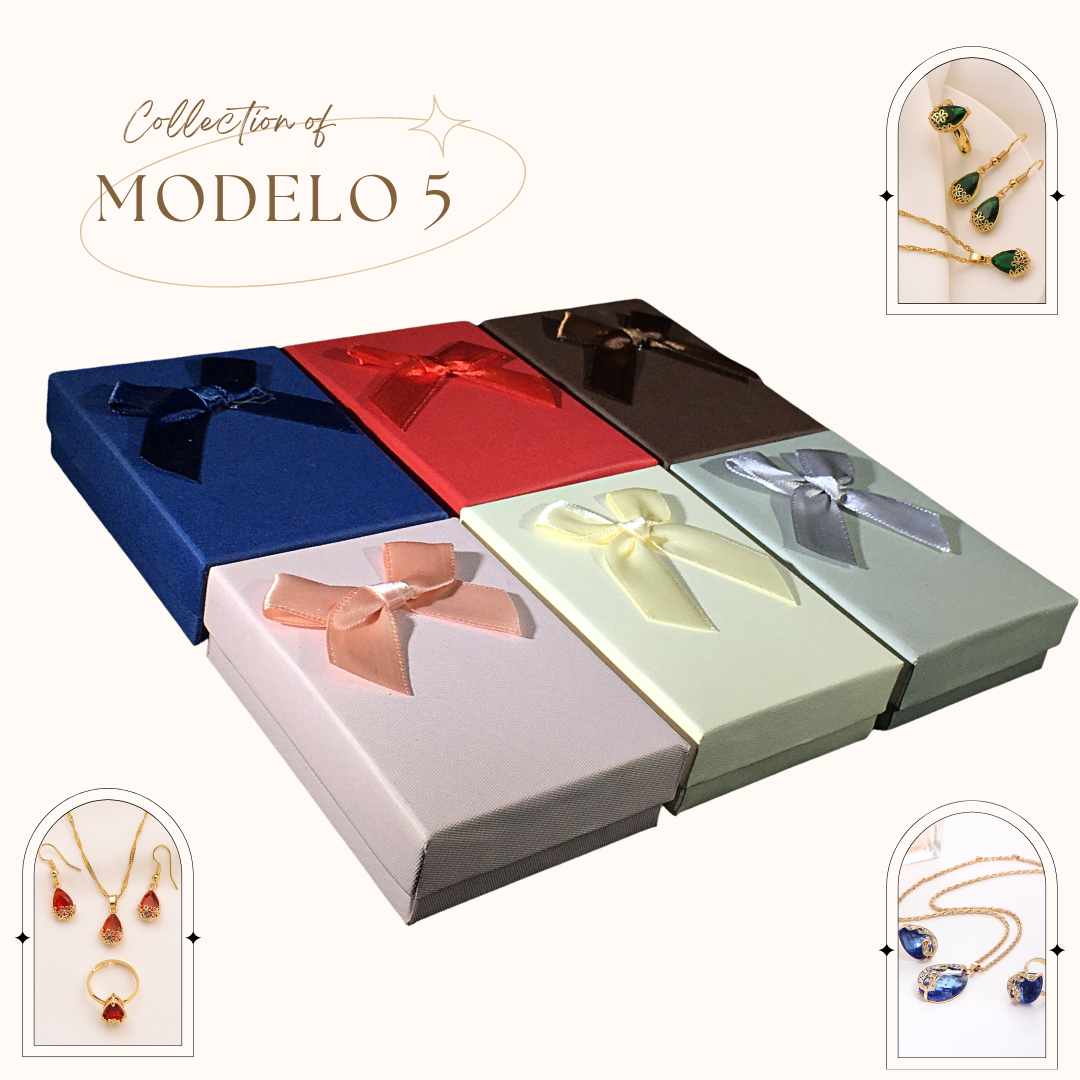 Cajas con lazo para conjunto de joyeria