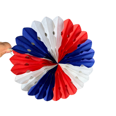 Abanico Papel tricolor de 8" pulgadas para decoraciones de fiesta patria