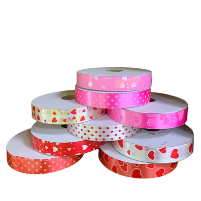 Rollo de cinta de papel con diseño de corazón de 7/8" pulgadas (100 yardas)