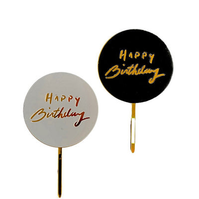 Cake Topper redondo de "Happy Birthday" con fondo de color