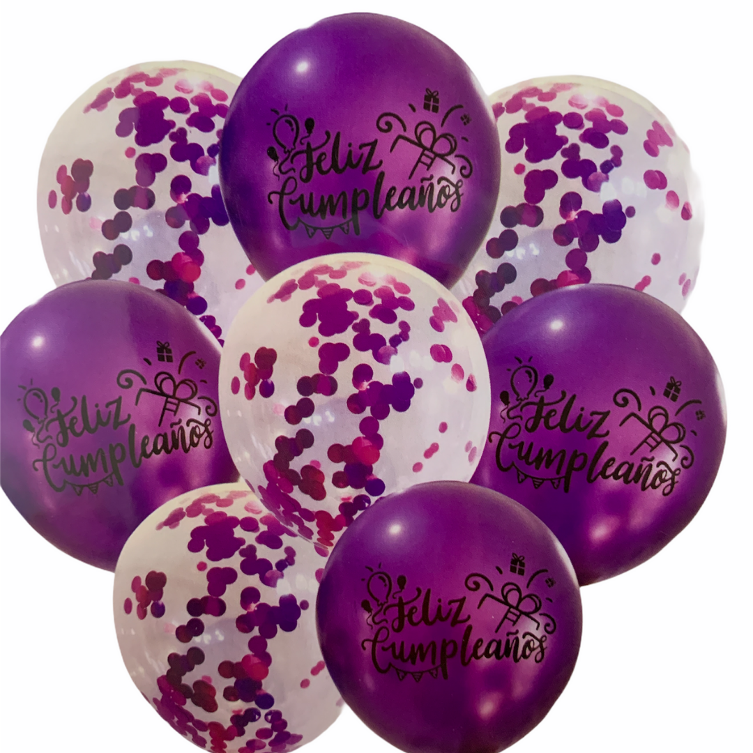 Conjunto de 8 piezas de globos de latex de 12" pulgadas de Feliz Cumpleaños