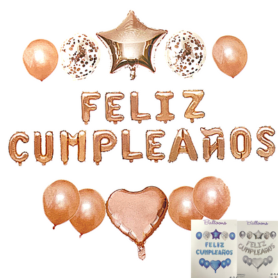 Set de Globos con palabra de  Feliz Cumpleanos de 25 piezas