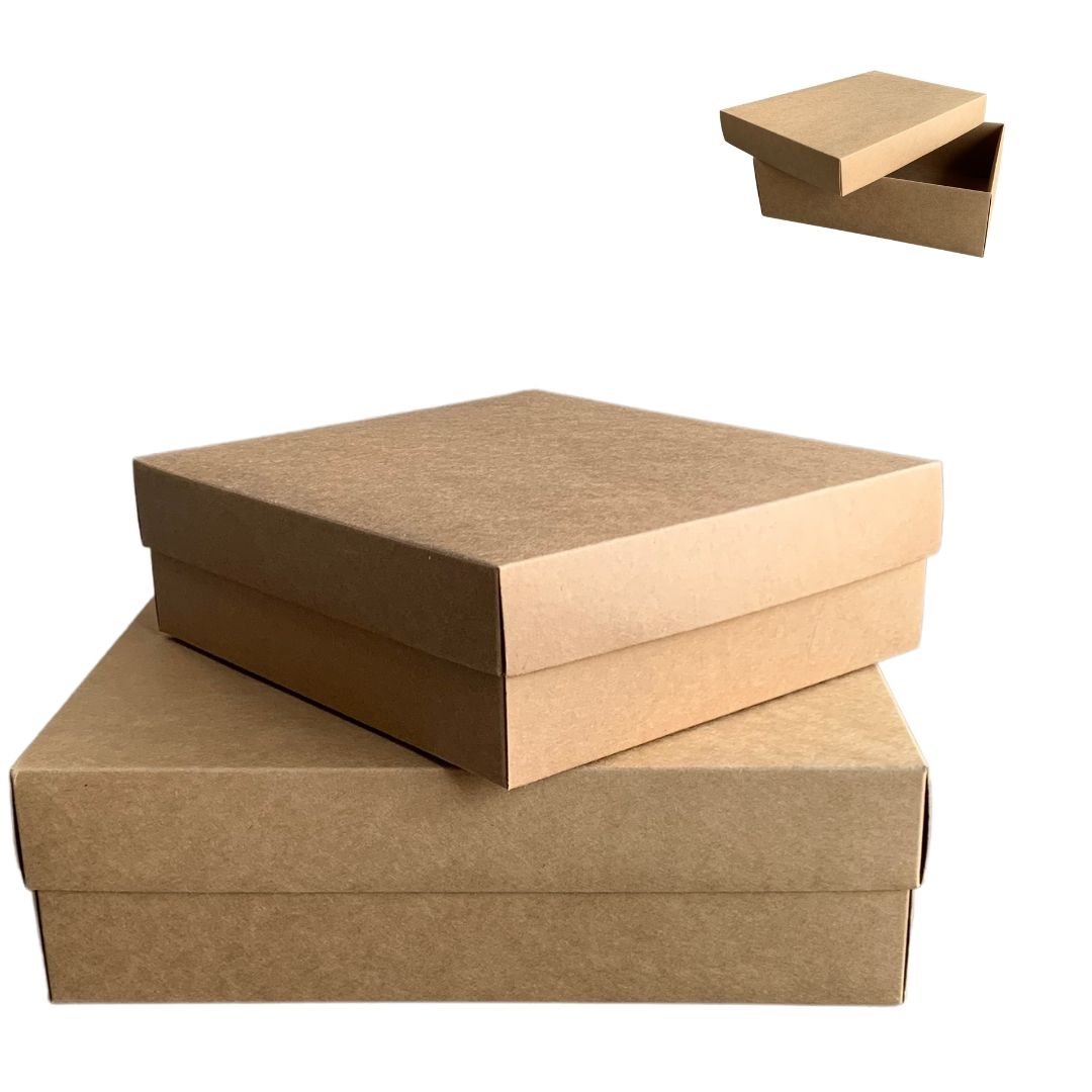 Caja armable kraft de cartoncillo kraft con tapa