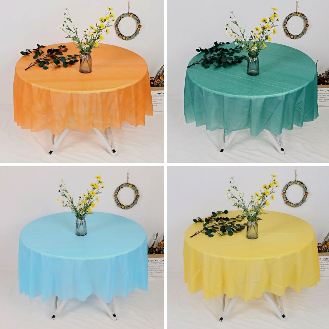 Manteles Redondos De Plástico  Para Mesa De Comedor Para Fiestas, Desechable O Reutilizable.