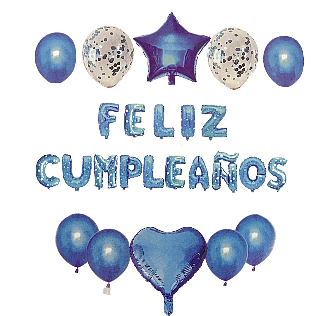 Set de Globos con palabra de  Feliz Cumpleanos de 25 piezas