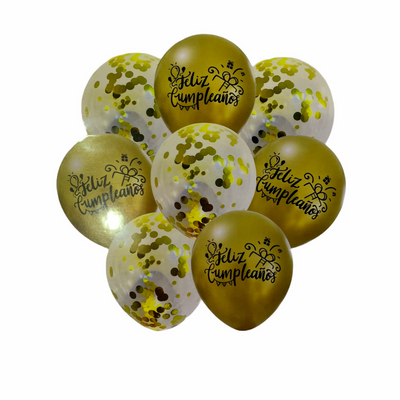 Conjunto de 8 piezas de globos de latex de 12" pulgadas de Feliz Cumpleaños