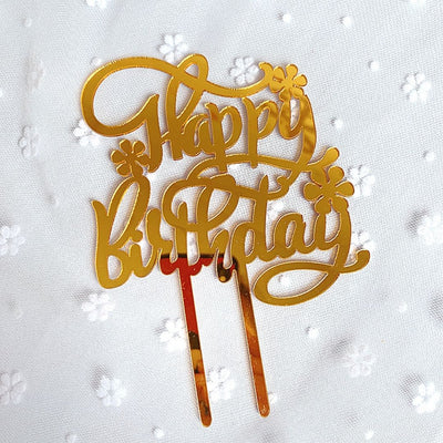 Cake Topper de letras con flores"happy birthday "