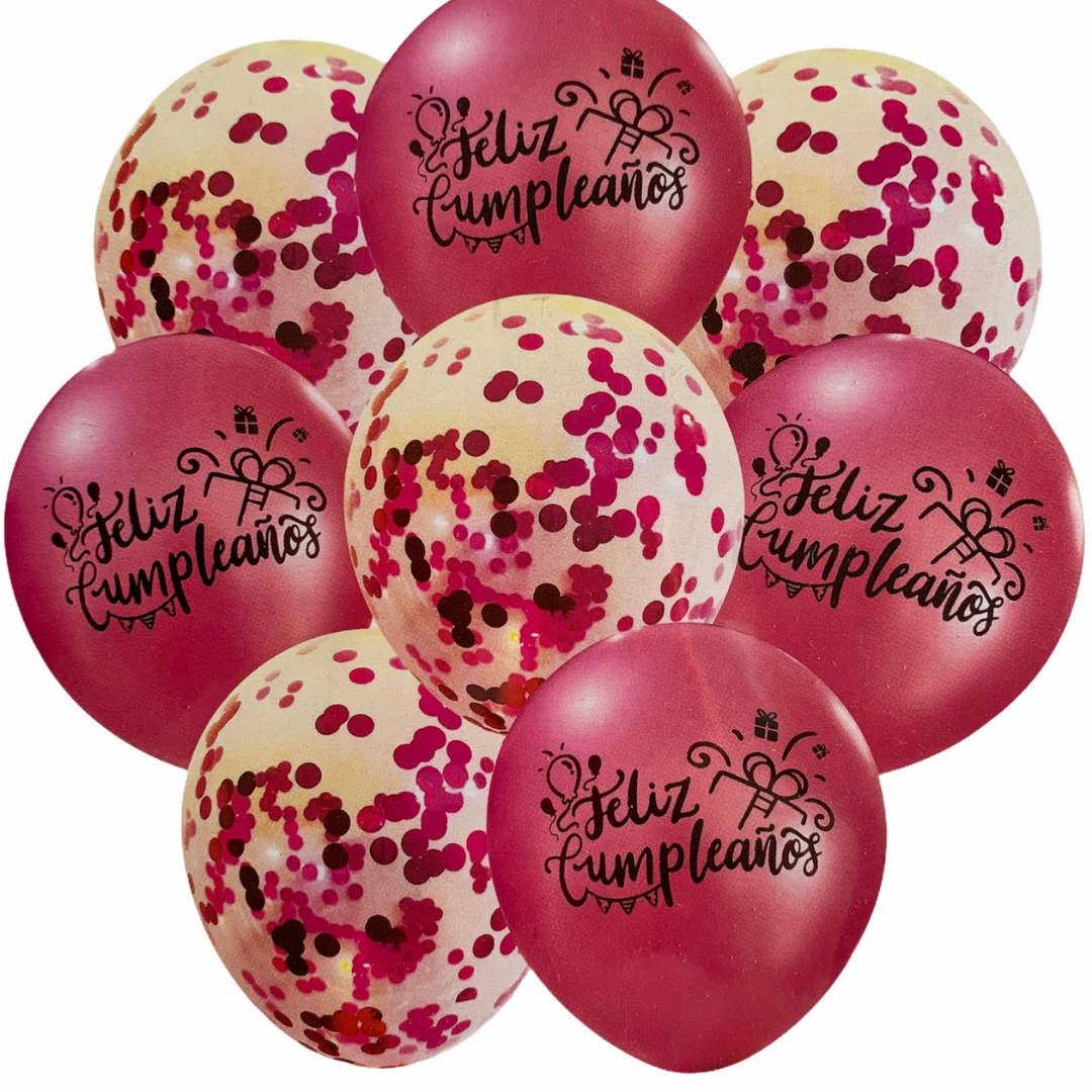 Conjunto de 8 piezas de globos de latex de 12" pulgadas de Feliz Cumpleaños