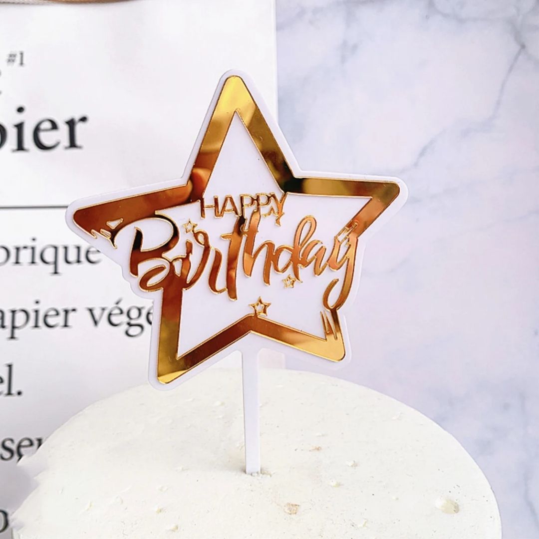 Cake Topper de HB en forma de Estrellas con fondo