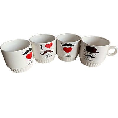 Juego de Taza con diseño de bigote (set de 4 tazas)