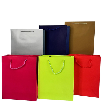 Bolsa de regalo cartoncillo duro de colores vivos con asa de cordon