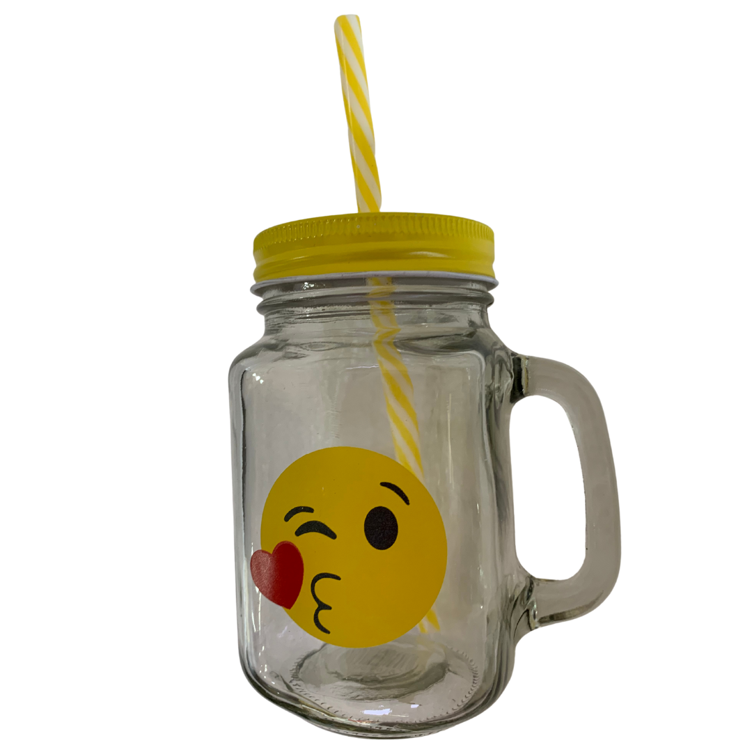 Vaso de vidrio transparente con carrizo de CARITA