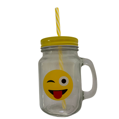 Vaso de vidrio transparente con carrizo de CARITA