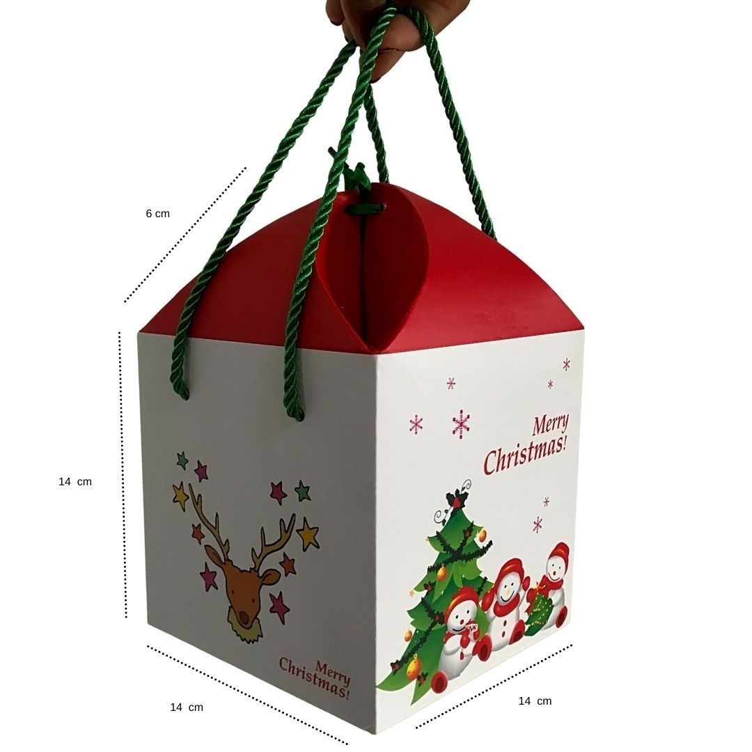 Cajas Navideñas Armables De Cartón con Asa de Cordón